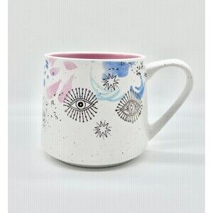 Stay Wild Moon Child 16 oz coffee tea mug cup mystical evil eye white gold speck